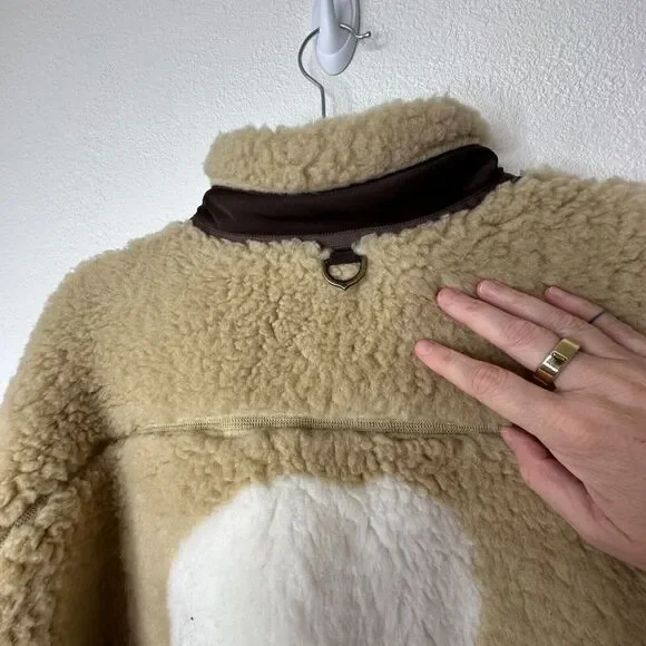 NWT Mastermind World Beige & Brown Cashmere Sherpa Jacket Skull & Crossbone Back - Picture 6 of 16